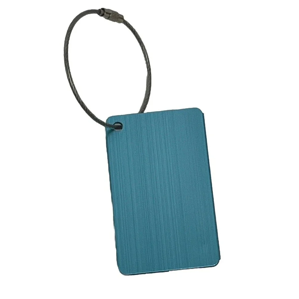 Luggage Tag Blue LOT 2 Airplane Travel Suitcase‎ Label Aluminum Secure Cable New